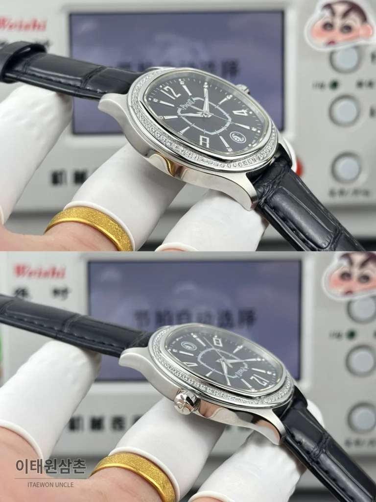 피아제 스퀘어케이스 블랙다이얼 레더스트랩 오토매틱 42mm