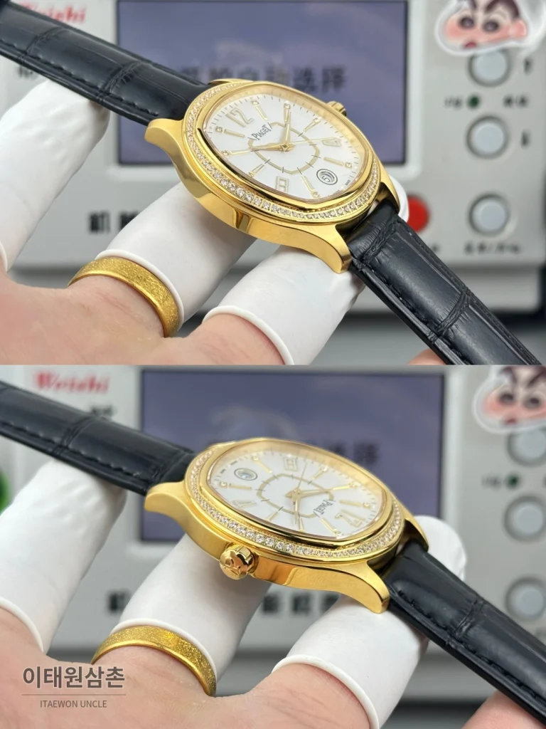 피아제 스퀘어케이스 골드베젤 화이트다이얼 오토매틱 42mm