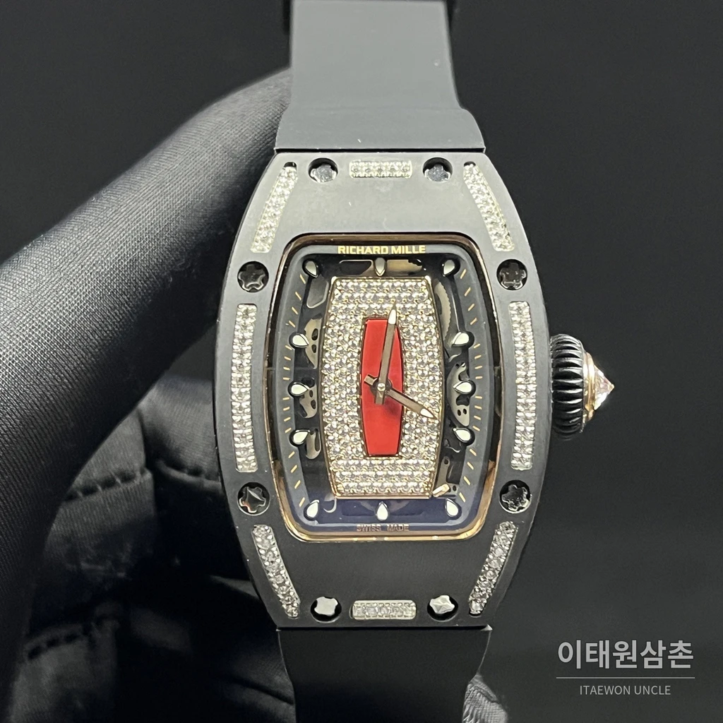 리차드밀 블랙세라믹베젤 블랙다이아 스켈레톤 여성용 시계