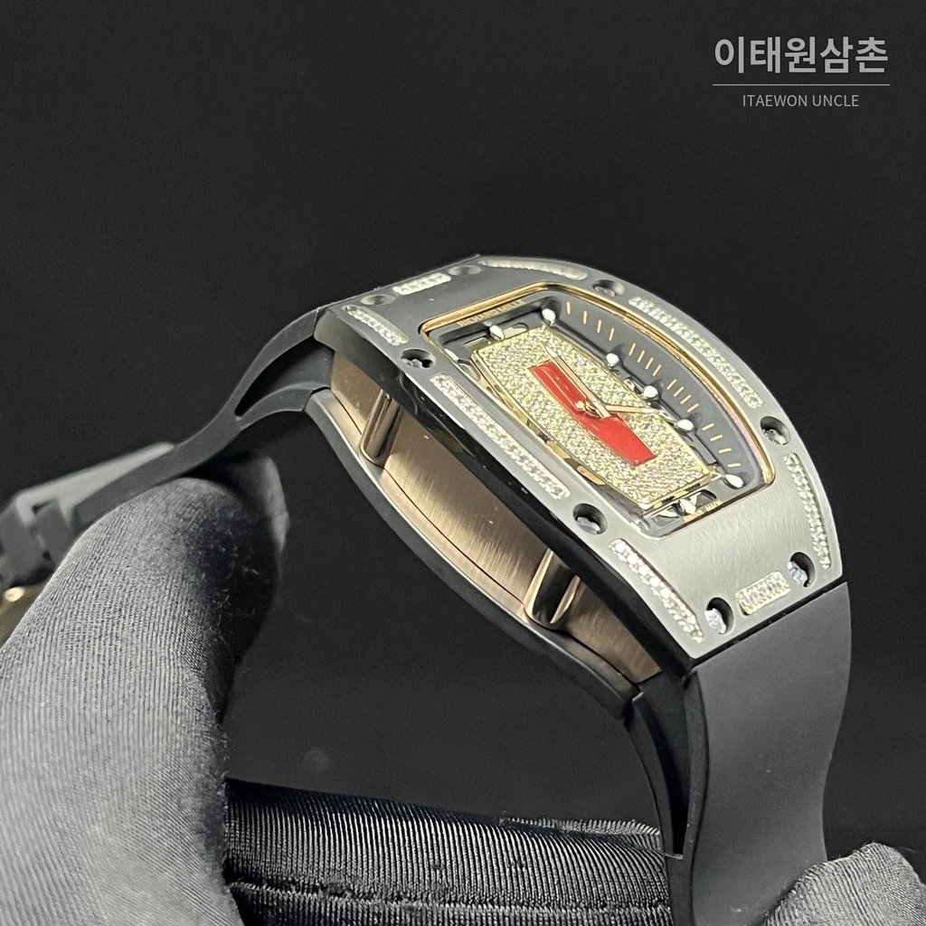 리차드밀 블랙세라믹베젤 블랙다이아 스켈레톤 여성용 시계