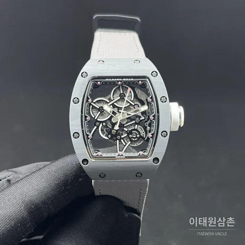 리차드밀 카본 TPT 쿼츠 TPT 스켈레톤 토노 수동 시계 47.33mm 스켈레톤 다이얼 그레이 나일론 스트랩 리차드밀 카본 TPT 쿼츠 TPT 스켈레톤 토노 수동 시계 47.33mm 스켈레톤 다이얼 그레이 나일론 스트랩
