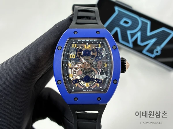 리차드밀 RM 17-02 블루 세라믹 블랙 스트랩 투르비용 시계 48mm 리차드밀 RM 17-02 블루 세라믹 블랙 스트랩 투르비용 시계 48mm