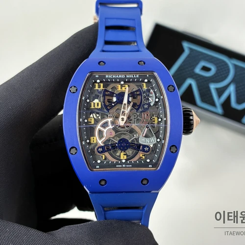 리차드밀 RM 17-02 블루 세라믹 블루 스트랩 투르비용 시계 48mm