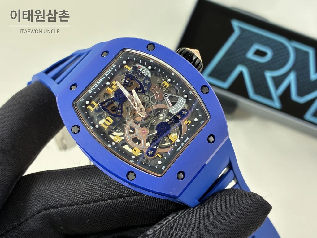 리차드밀 RM 17-02 블루 세라믹 블루 스트랩 투르비용 시계 48mm
