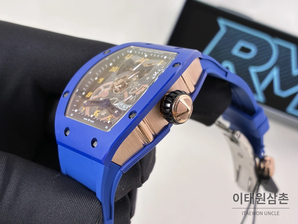 리차드밀 RM 17-02 블루 세라믹 블루 스트랩 투르비용 시계 48mm