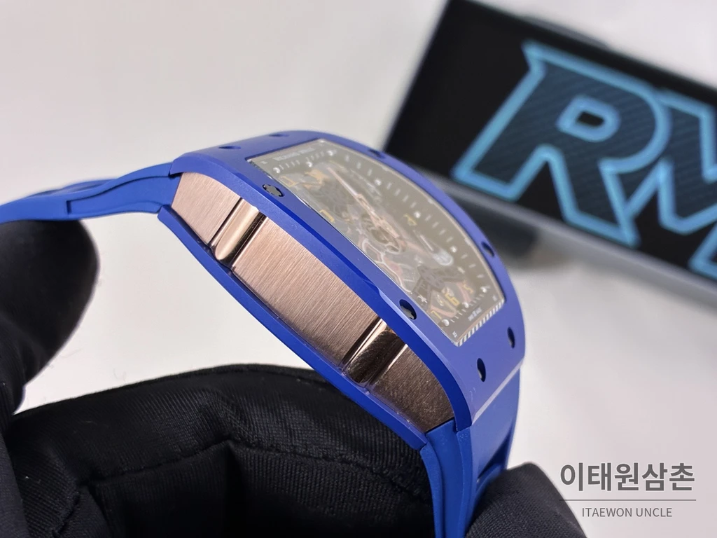 리차드밀 RM 17-02 블루 세라믹 블루 스트랩 투르비용 시계 48mm