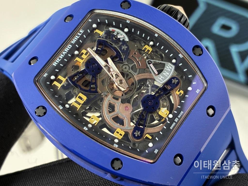 리차드밀 RM 17-02 블루 세라믹 블루 스트랩 투르비용 시계 48mm
