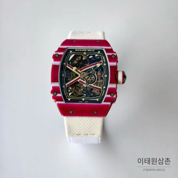 리차드밀 RM 67-02 오토매틱 스켈레톤 다이얼 화이트 나일론 스트랩 레드 베젤
