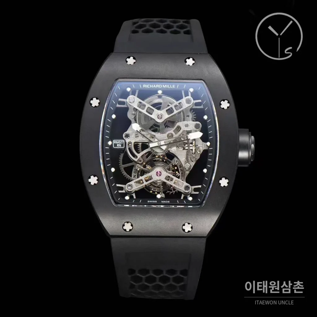 리차드밀 RM027 티타늄 스켈레톤 투르비옹 수동 50mm