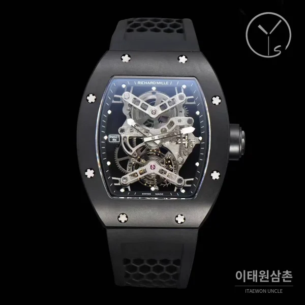 리차드밀 RM027 티타늄 스켈레톤 투르비옹 수동 50mm