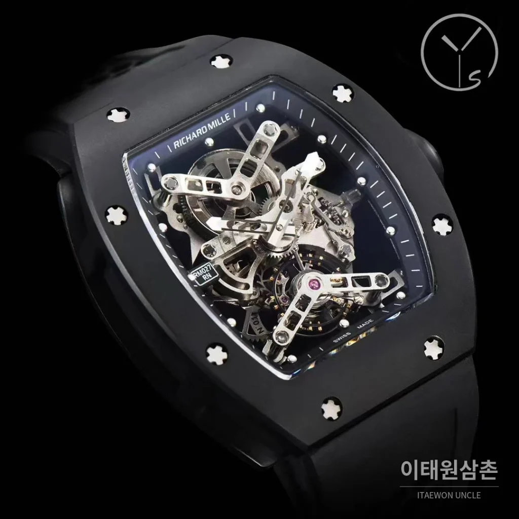 리차드밀 RM027 티타늄 스켈레톤 투르비옹 수동 50mm