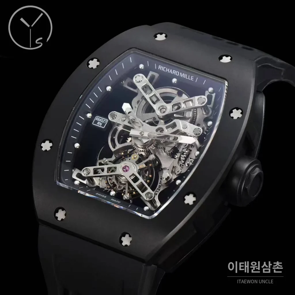 리차드밀 RM027 티타늄 스켈레톤 투르비옹 수동 50mm