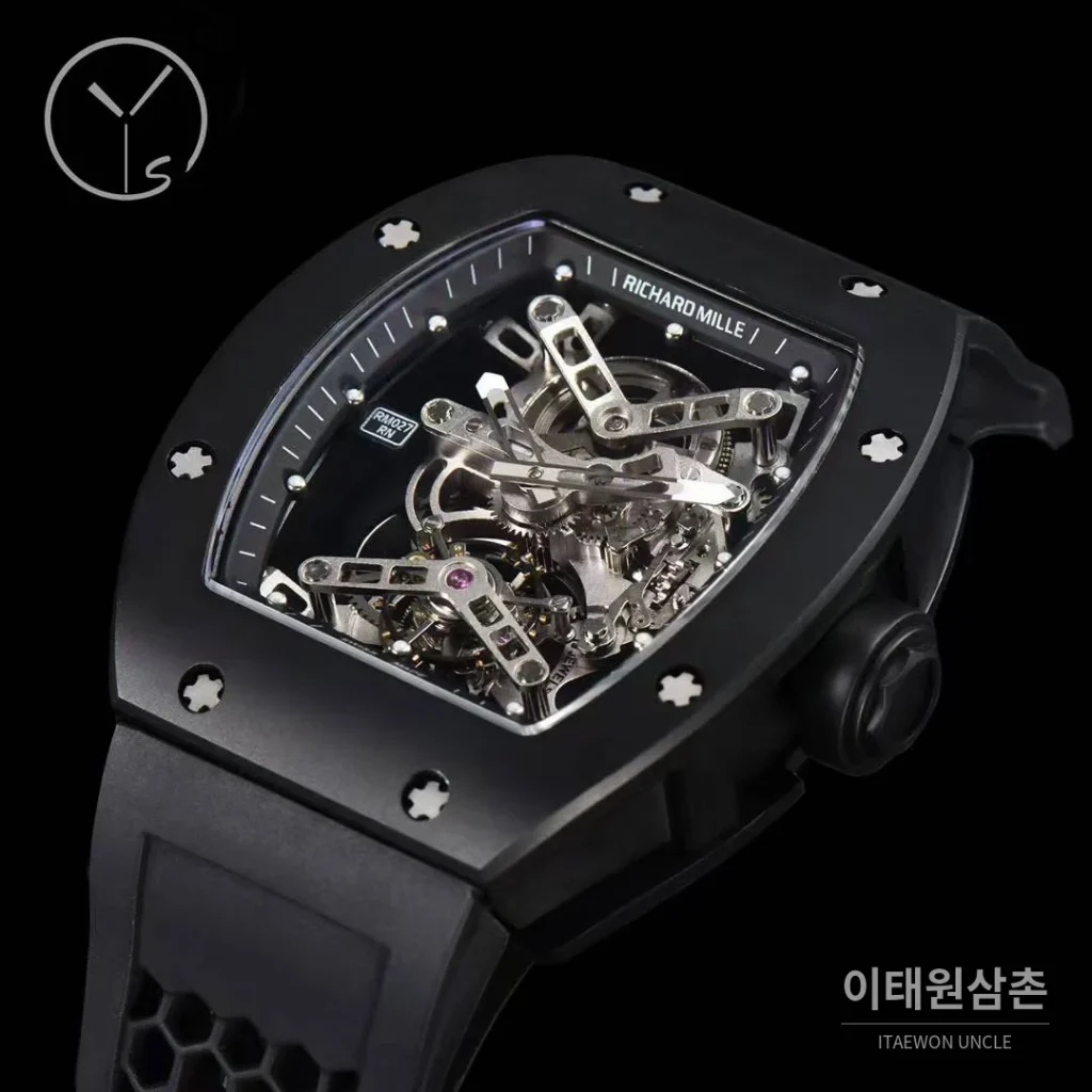리차드밀 RM027 티타늄 스켈레톤 투르비옹 수동 50mm
