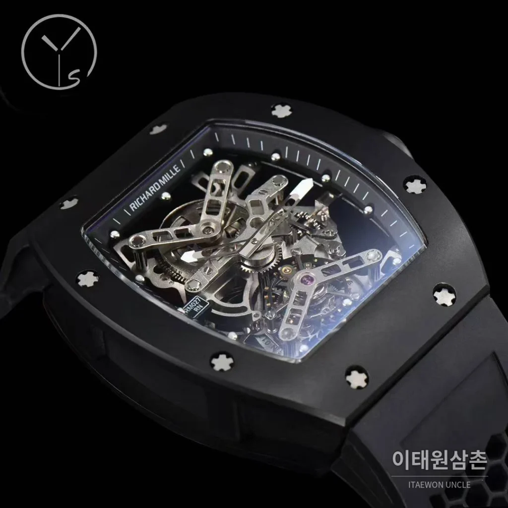 리차드밀 RM027 티타늄 스켈레톤 투르비옹 수동 50mm
