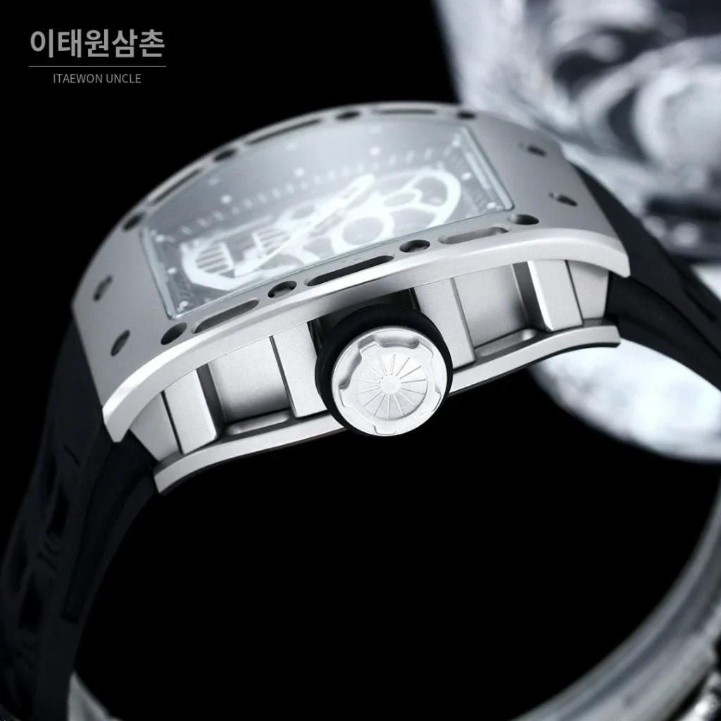 리차드밀 RM052 스테인리스 스틸 스컬 스켈레톤 오토매틱 50mm 실버