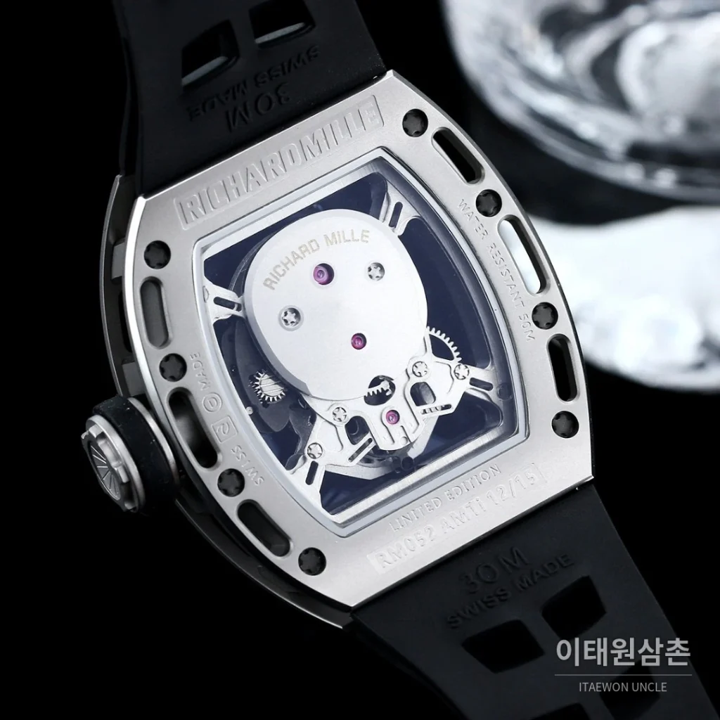 리차드밀 RM052 스테인리스 스틸 스컬 스켈레톤 오토매틱 50mm 실버