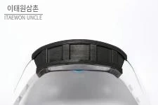 리차드밀 RM055 NTPT카본 블랙스켈레톤 수동 49.9mm 스켈레톤 다이얼 화이트 러버 스트랩 아이스블루 베젤