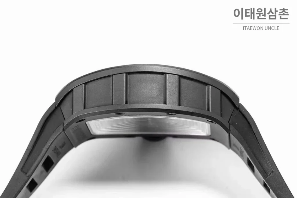 리차드밀 RM055 화이트 세라믹 스켈레톤 오토매틱 42.7mm 스켈레톤 다이얼 블랙 러버 스트랩