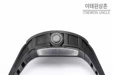리차드밀 RM055 화이트세라믹 스켈레톤 수동 49.9mm 스켈레톤 다이얼 블랙 러버 스트랩 블랙 베젤