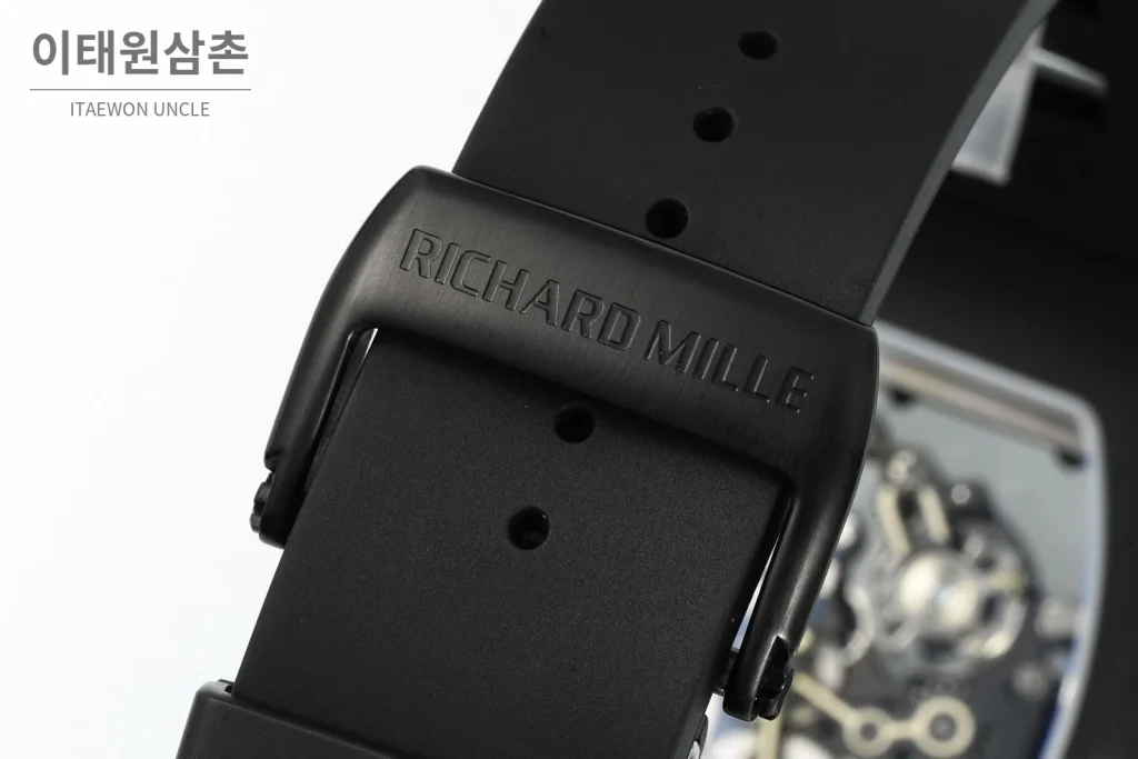 리차드밀 RM055 화이트세라믹 스켈레톤 수동형 49.9mm 스켈레톤 다이얼 블랙 러버 스트랩