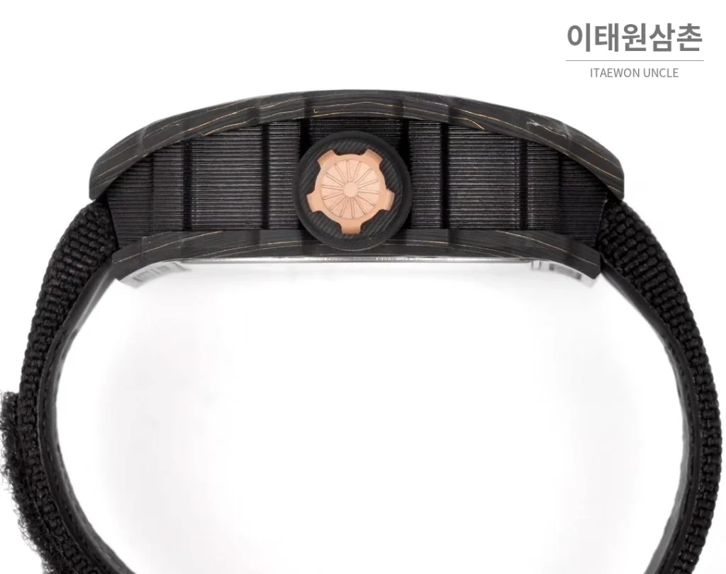 리차드밀 RM12-01 골드카본 스켈레톤 토노형 수동 47mm 스켈레톤 다이얼 블랙 나일론 스트랩