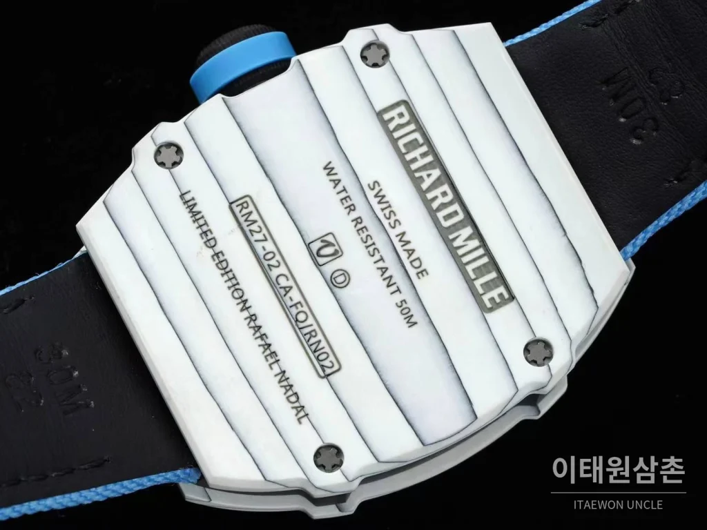 리차드밀 RM27-02 나달 플로팅 투르비용 카본 쿼츠 파이버 스켈레톤 오토매틱 블루 나일론 스트랩