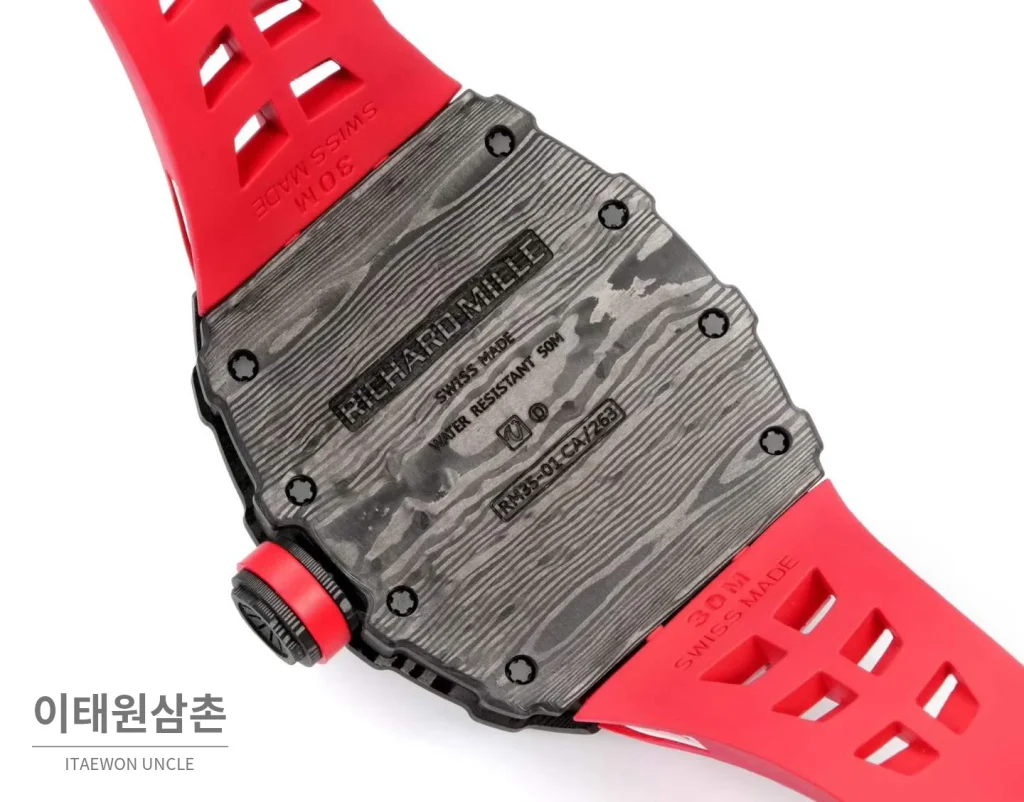 리차드밀 RM35-01 라파엘 나달 카본 스켈레톤 오토매틱 43mm 스켈레톤 다이얼 레드 러버 스트랩