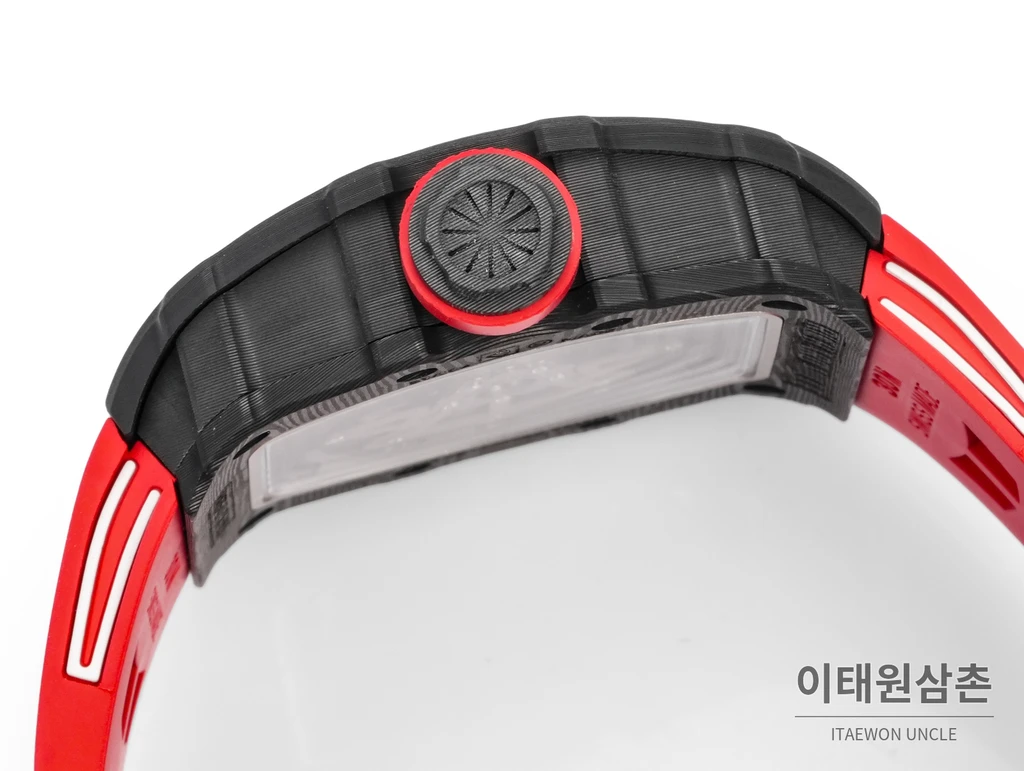 리차드밀 RM35-02 라파엘 나달 카본 파이버 스켈레톤 오토매틱 43mm 블랙 / 레드 레드 러버 스트랩