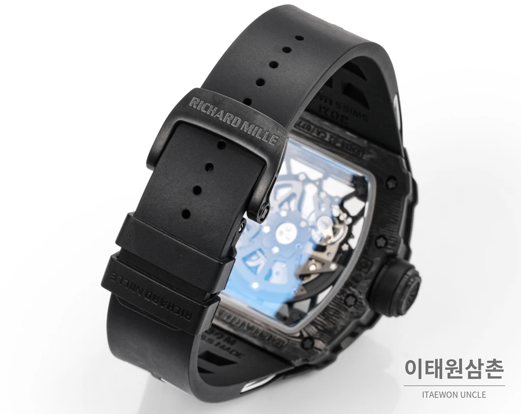 리차드밀 RM35-02 라파엘 나달 카본 파이버 스켈레톤 오토매틱 43mm 블랙 / 레드 블랙 러버 스트랩