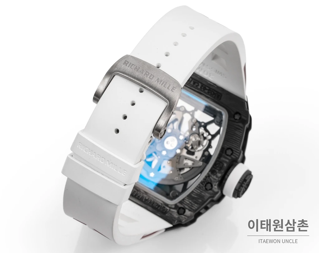 리차드밀 RM35-02 라파엘 나달 카본 파이버 스켈레톤 오토매틱 43mm 블랙 / 레드 화이트 러버 스트랩