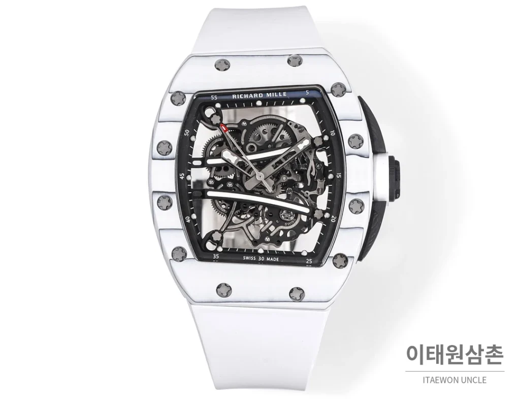 리차드밀 RM61-01 요한블레이크 카본 세라믹 스켈레톤 수동 43mm 블랙 / 그레이 화이트 러버 스트랩
