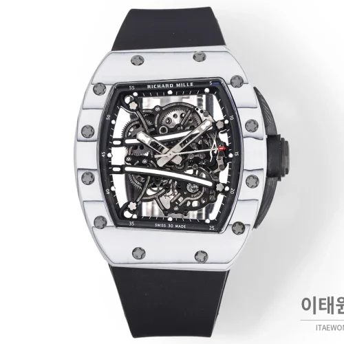 리차드밀 RM61-01 요한블레이크 카본 세라믹 스켈레톤 수동 43mm 블랙 / 그레이 블랙 러버 스트랩