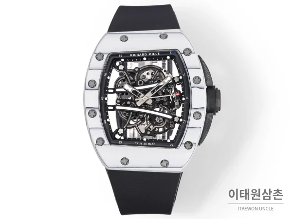 리차드밀 RM61-01 요한블레이크 카본 세라믹 스켈레톤 수동 43mm 블랙 / 그레이 블랙 러버 스트랩