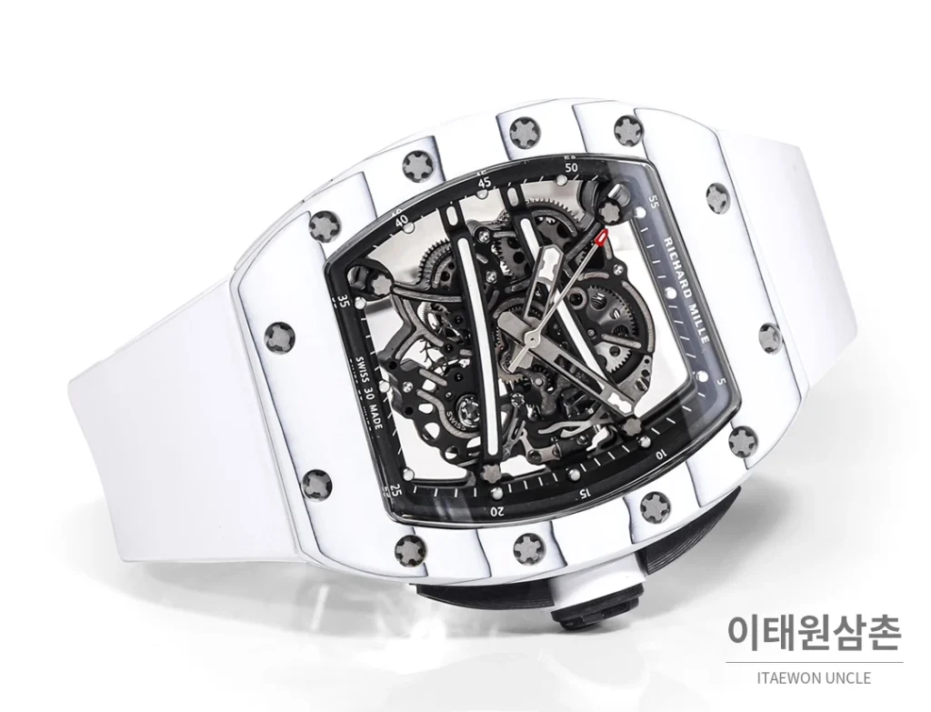 리차드밀 RM61-01 요한블레이크 카본 세라믹 스켈레톤 수동 43mm 블랙 / 그레이 화이트 러버 스트랩