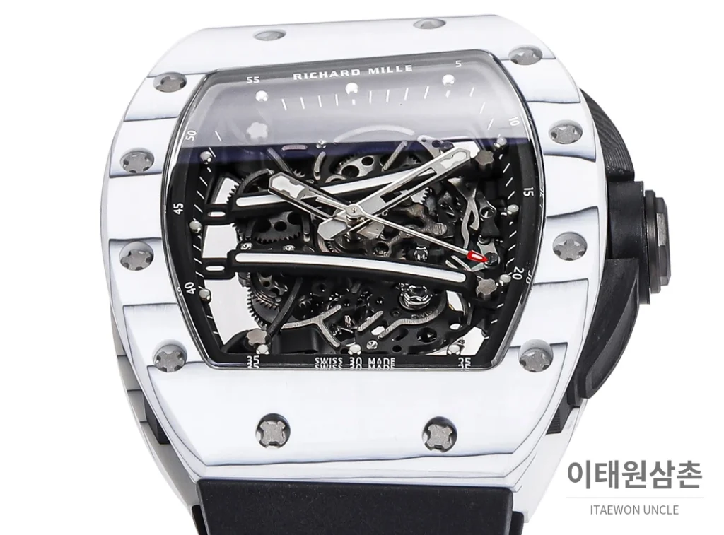 리차드밀 RM61-01 요한블레이크 카본 세라믹 스켈레톤 수동 43mm 블랙 / 그레이 블랙 러버 스트랩