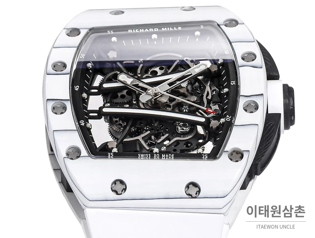 리차드밀 RM61-01 요한블레이크 카본 세라믹 스켈레톤 수동 43mm 블랙 / 그레이 화이트 러버 스트랩