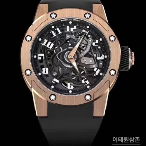 리차드밀 RM63-01 디지 핸즈 스켈레톤 라운드 오토매틱 42.7mm 블랙 / 로즈골드