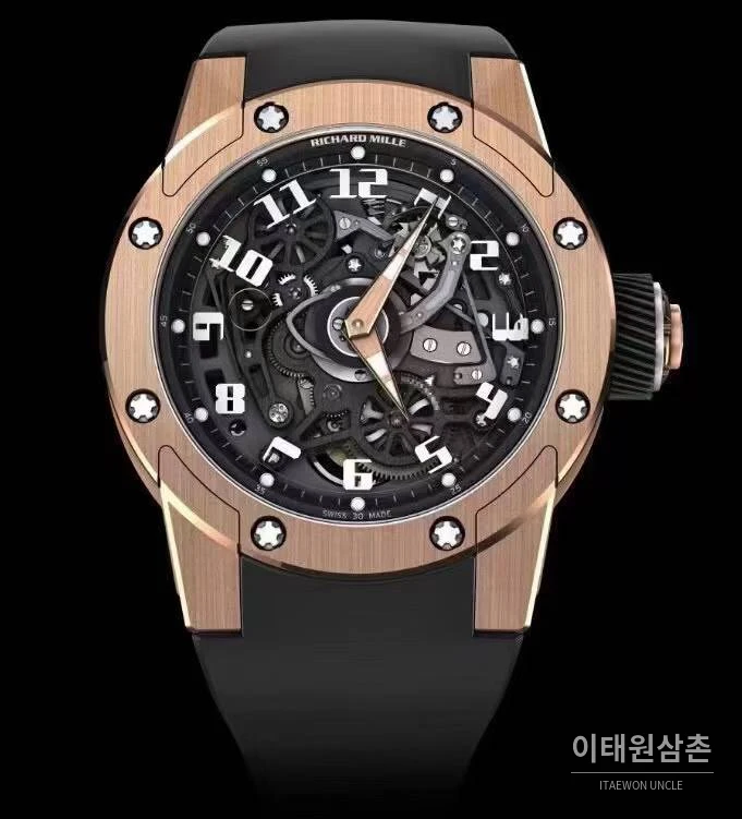 리차드밀 RM63-01 디지 핸즈 스켈레톤 라운드 오토매틱 42.7mm 블랙 / 로즈골드
