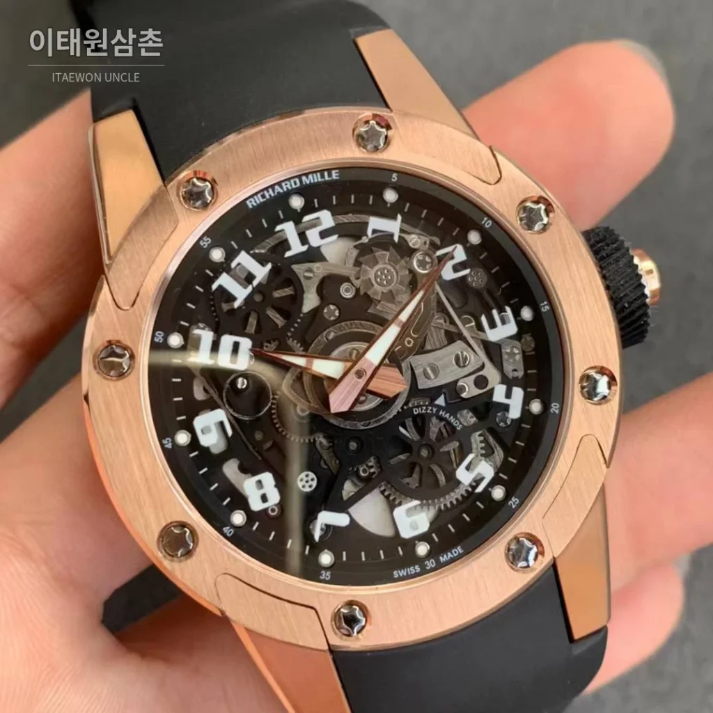 리차드밀 RM63-01 디지 핸즈 스켈레톤 라운드 오토매틱 42.7mm 블랙 / 로즈골드 (2)