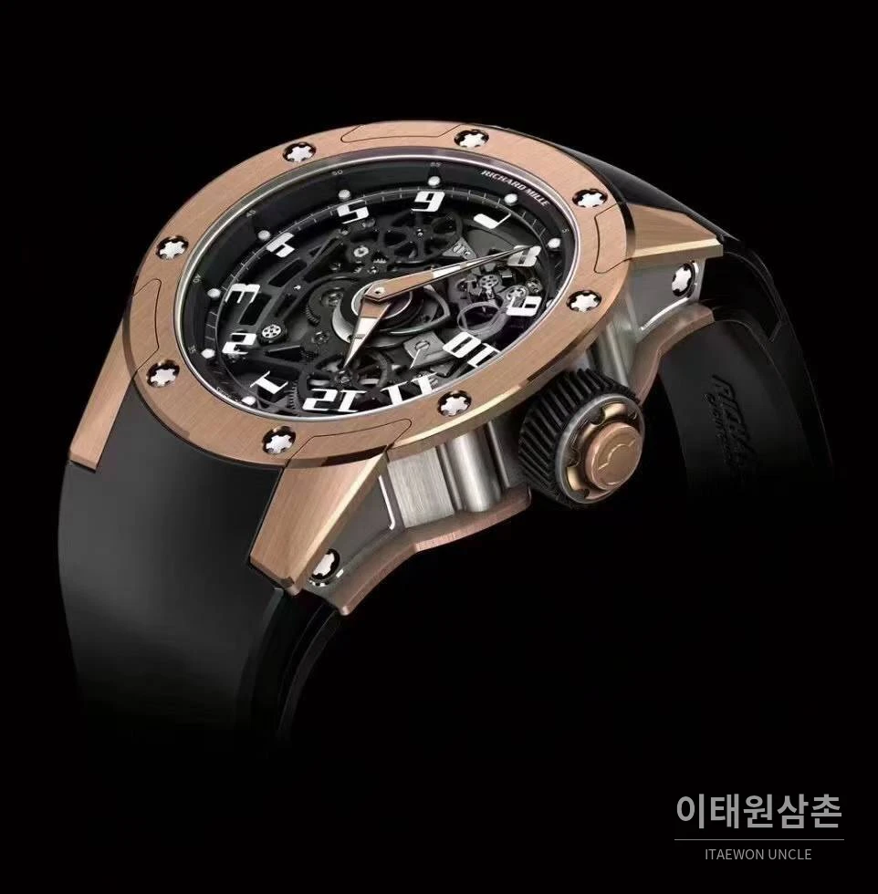 리차드밀 RM63-01 디지 핸즈 스켈레톤 라운드 오토매틱 42.7mm 블랙 / 로즈골드
