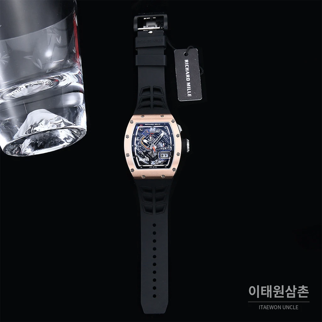 리차드밀 RM30-01 로즈골드 스켈레톤 블랙 러버스트랩 오토매틱 50mm