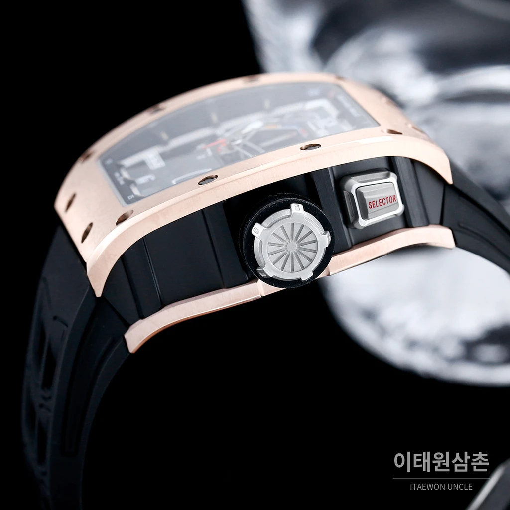 리차드밀 RM30-01 로즈골드 스켈레톤 블랙 러버스트랩 오토매틱 50mm