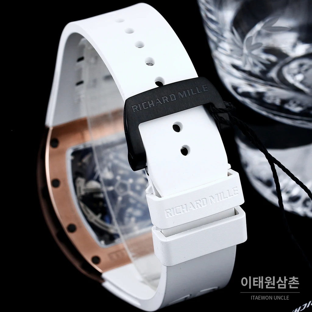 리차드밀 RM30-01 로즈골드 스켈레톤 화이트 러버스트랩 오토매틱 50mm