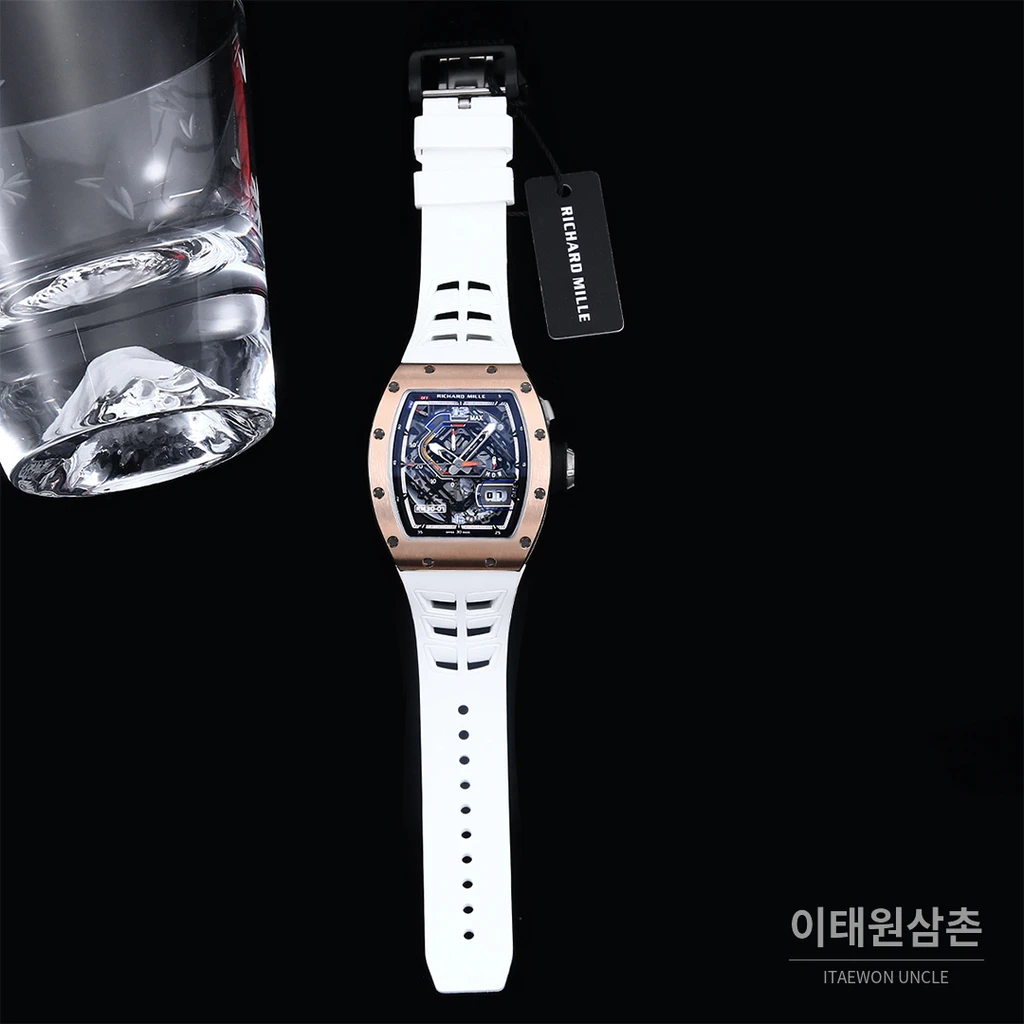 리차드밀 RM30-01 로즈골드 스켈레톤 화이트 러버스트랩 오토매틱 50mm