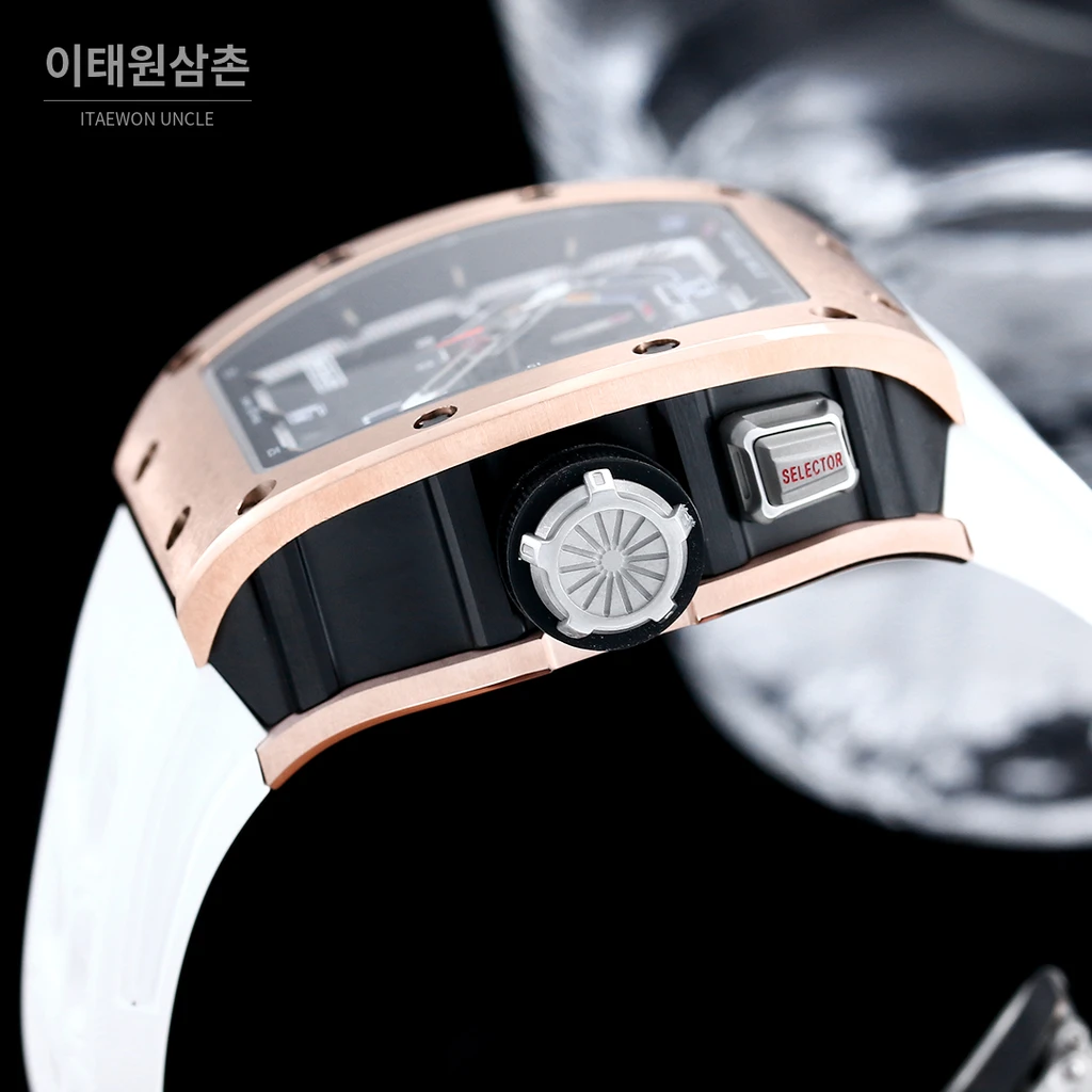 리차드밀 RM30-01 로즈골드 스켈레톤 화이트 러버스트랩 오토매틱 50mm