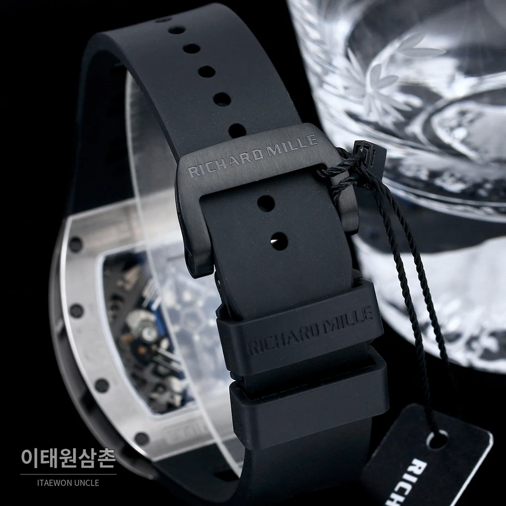 리차드밀 RM30-01 실버 스켈레톤 블랙 러버스트랩 오토매틱 50mm