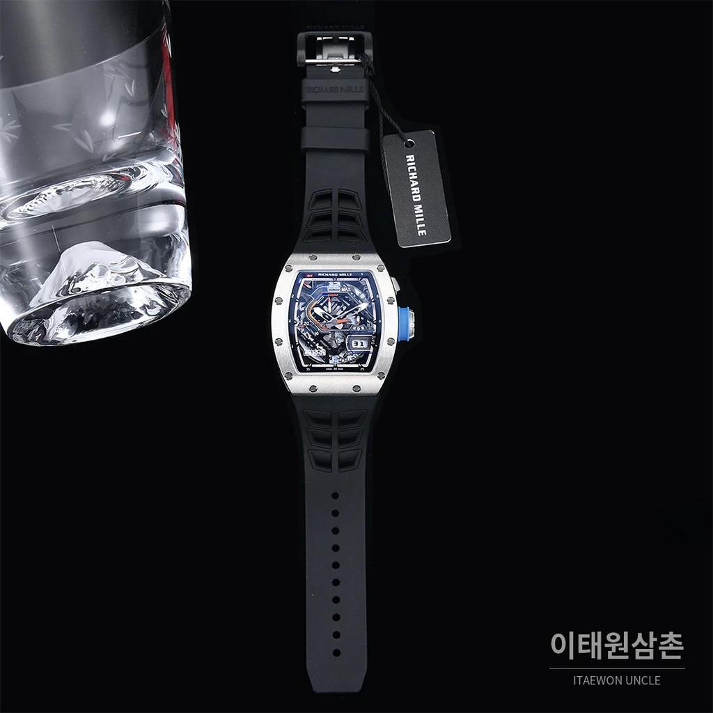 리차드밀 RM30-01 실버 스켈레톤 블랙 러버스트랩 오토매틱 50mm