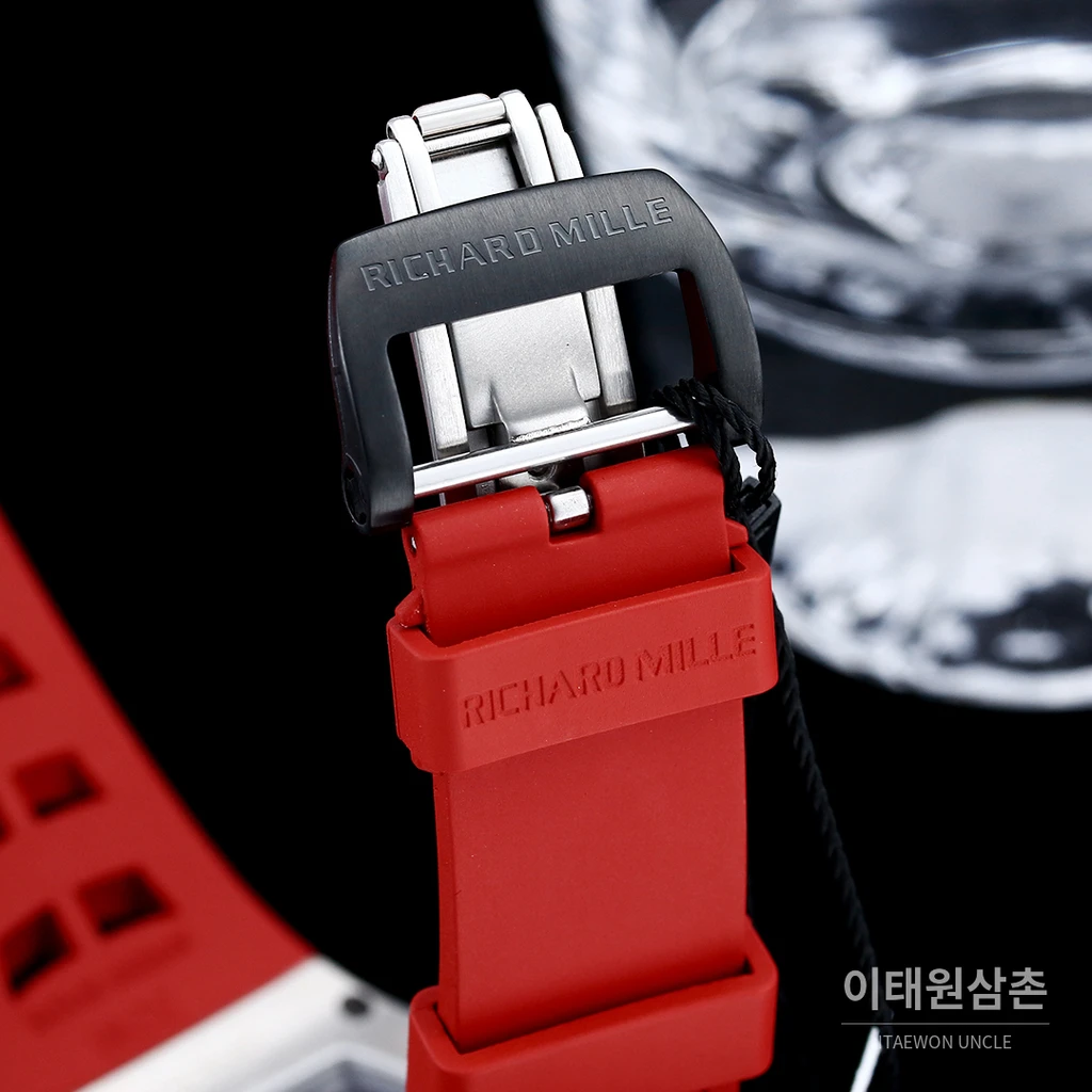 리차드밀 RM30-01 실버 스켈레톤 레드 러버스트랩 오토매틱 50mm