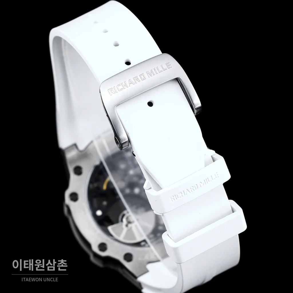 리차드밀 티타늄 카본 스켈레톤 마이크로로터 오토매틱 42mm tan 스켈레톤 다이얼 블랙 러버 스트랩