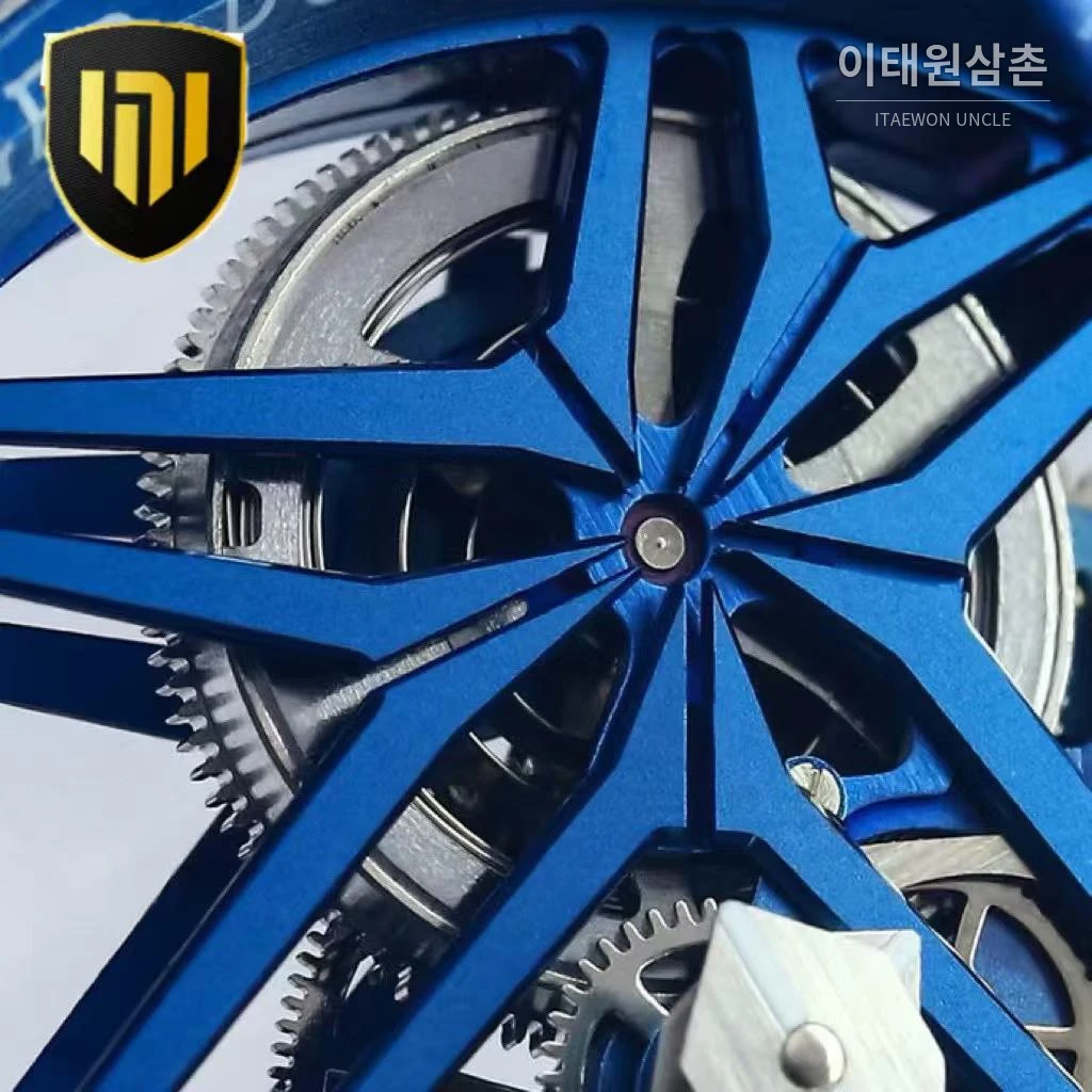 로저드뷔 엑스칼리버 플라잉 투르비용 스켈레톤 블루다이얼 오토매틱 42mm 네이비 러버 스트랩